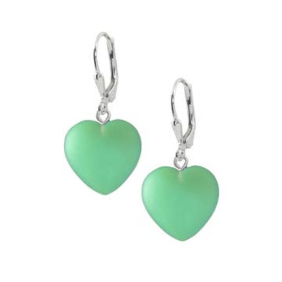 Heart Earrings Sterling Silver Crystal Jewelry Dangle - Picture 8 of 12